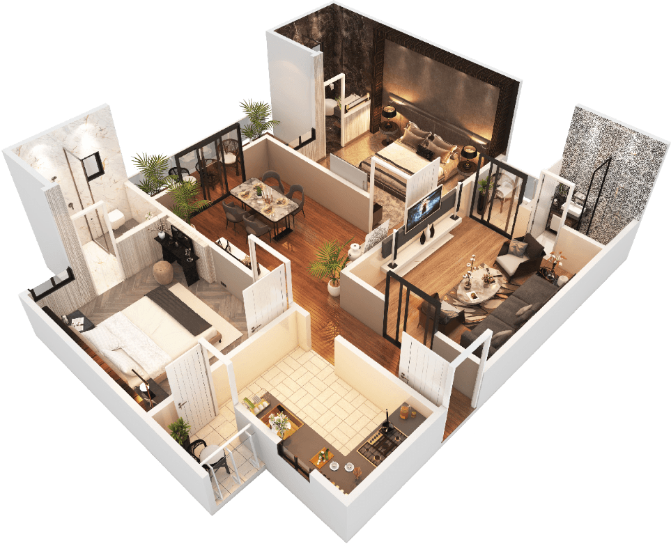Type B — 2 Bedroom + Drawing